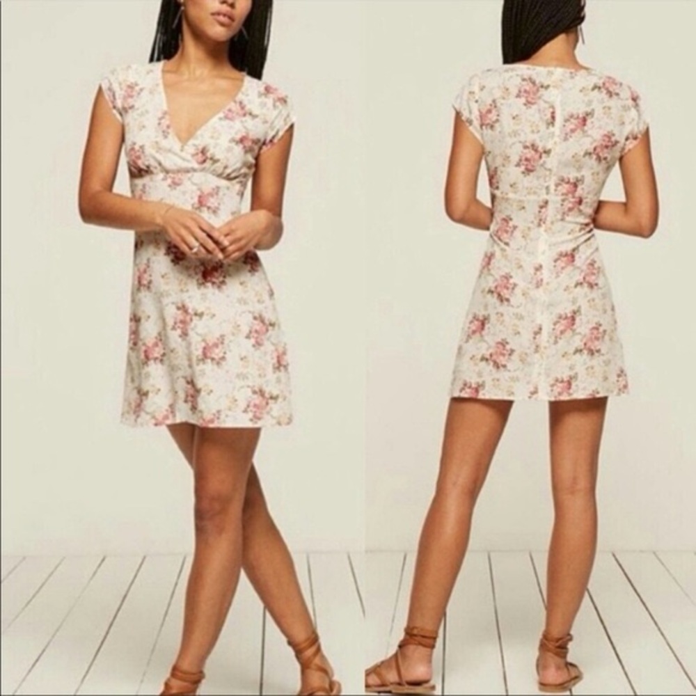 Reformation Atlast Pink Floral Cottage Dress size 6/small